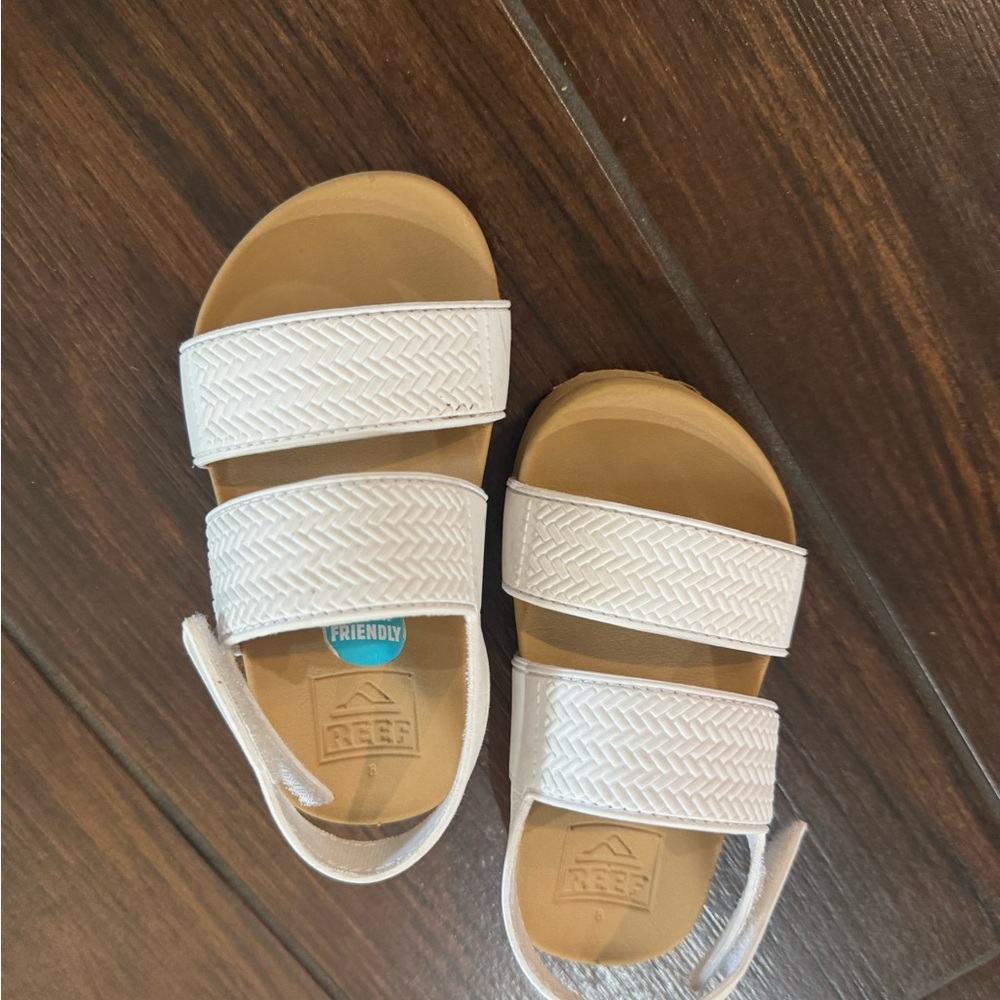 Reef Kids White and Tan Double-Strap Sandals